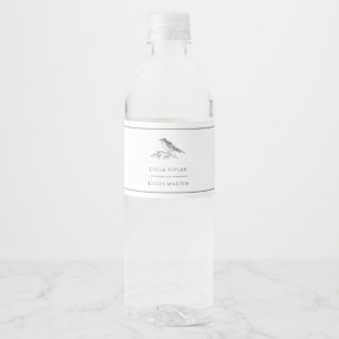 Vintage Bird Black And White Wedding Water Bottle Label
