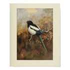 Vintage Bird Black White Green Print