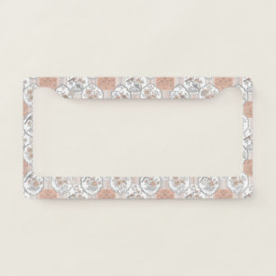 Vintage Bird Blossom Toile Stripe (10) License Plate Frame
