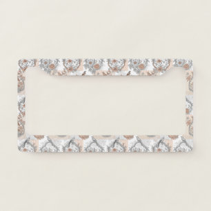 Vintage Bird Blossom Toile Stripe (2) License Plate Frame