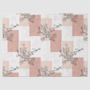 Vintage Bird Blossom Toile Stripe (6) Tissue Paper