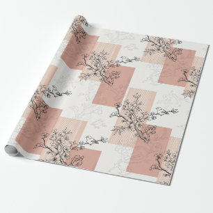 Vintage Bird Blossom Toile Stripe (6) Wrapping Paper