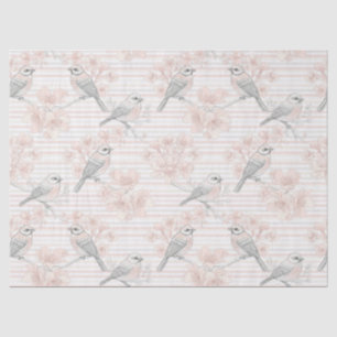Vintage Bird Blossom Toile Stripe (7) Tissue Paper