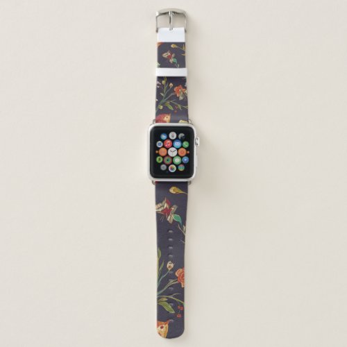 Vintage Bird Butterfly Embroidery Watercolor Apple Watch Band