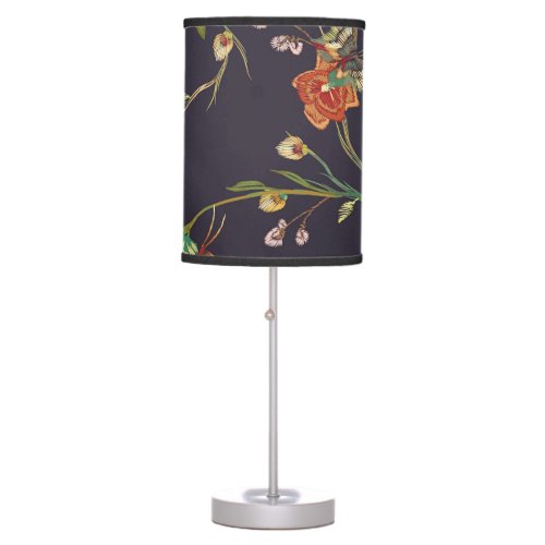 Vintage Bird Butterfly Embroidery Watercolor Table Lamp