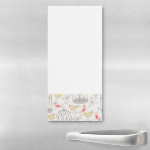 Vintage Bird Cage Animals Pretty Yellow Canary Magnetic Notepad