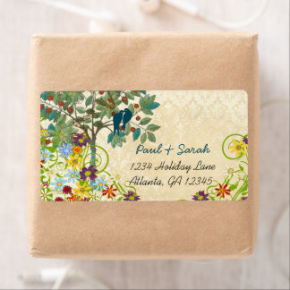 Vintage Bird Cage Damask Gold Bird Cage Label