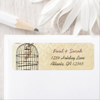 Vintage Bird Cage Damask Gold Bird Cage Label
