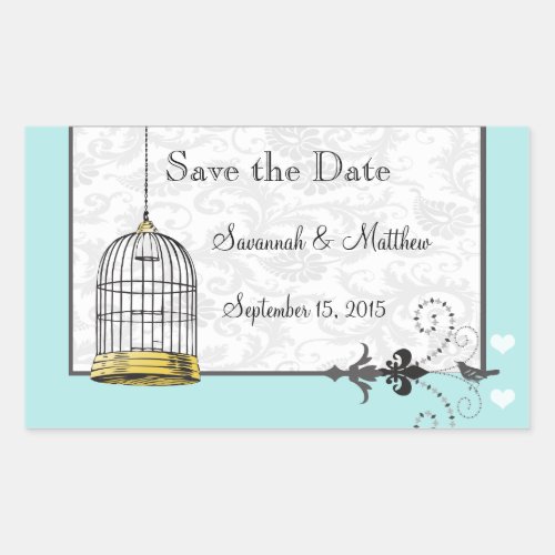 Vintage Bird Cage Musical Love Bird Weddings Rectangular Sticker