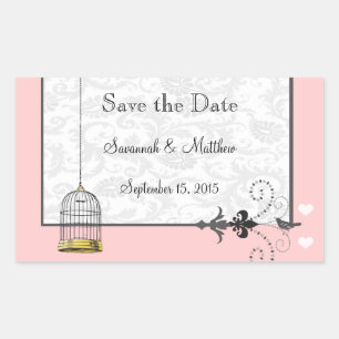 Vintage Bird Cage Musical Love Bird Weddings Rectangular Sticker