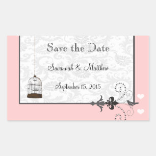 Vintage Bird Cage Musical Love Bird Weddings Rectangular Sticker
