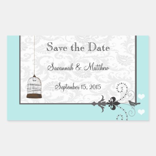 Vintage Bird Cage Musical Love Bird Weddings Rectangular Sticker