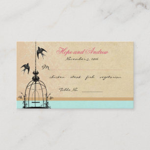 Vintage Bird Cage Place Card with Menu Selection