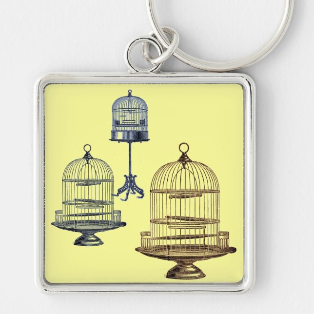 Vintage Bird Cages Keychain (Front)