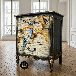 Vintage Bird Collage for Furniture Decoupage Tissue Paper