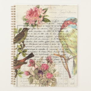 Vintage Bird Decoupage Botanical ephemera Planner