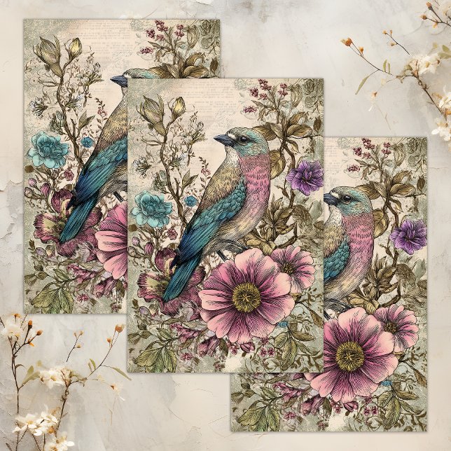 VINTAGE BIRD DECOUPAGE TISSUE PAPER (VINTAGE BIRD DECOUPAGE TISSUE PAPER)