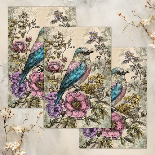 VINTAGE BIRD DECOUPAGE TISSUE PAPER