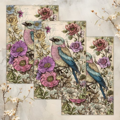 VINTAGE BIRD DECOUPAGE TISSUE PAPER