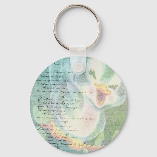 Vintage Bird Digital art collage Keychain (Front)