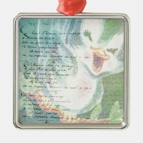 Vintage Bird Digital art collage Metal Ornament