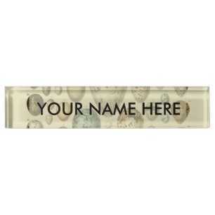 Vintage Bird Eggs French Fish Egg Art Desk Name Plate