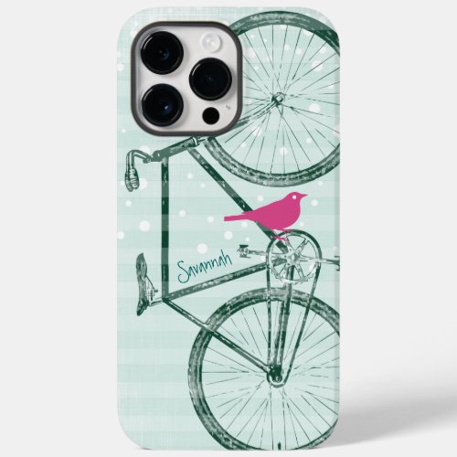 Vintage Bird Emerald Green Bike Pattern Case_Mate iPhone 14 Pro Max Case