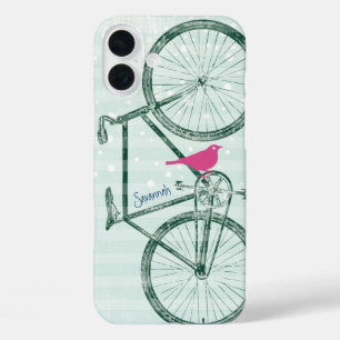 Vintage Bird Emerald Green Bike Pattern Iphone 5 iPhone 16 Plus Case
