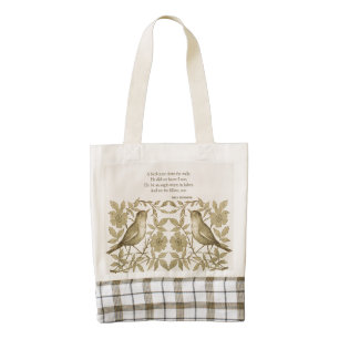 Vintage Bird Emily Dickinson Poem Tote