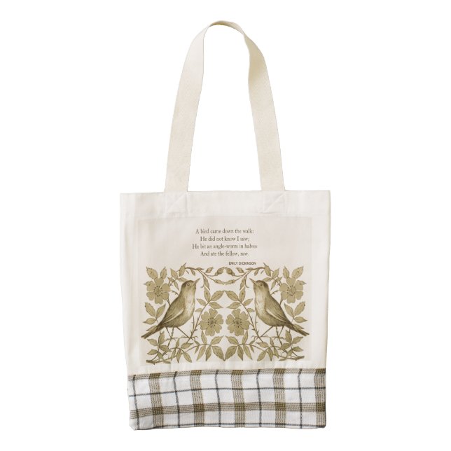 Vintage Bird Emily Dickinson Poem Tote (Front)