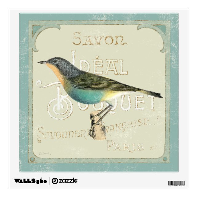 Vintage Bird Facing the Left Wall Sticker (Front)