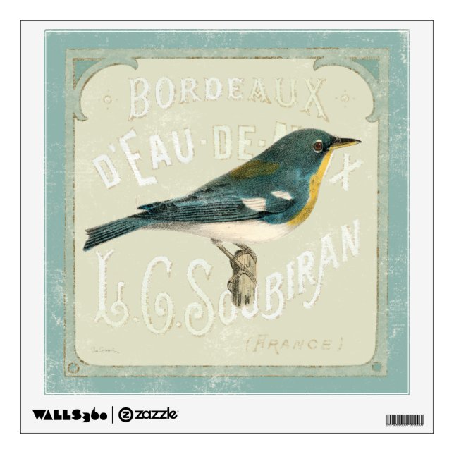 Vintage Bird Facing the Right Wall Sticker (Front)