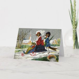 Vintage Bird Family Christmas Card