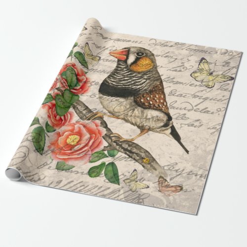 Vintage Bird Floral Butterflies Ephemera Decoupage Wrapping Paper