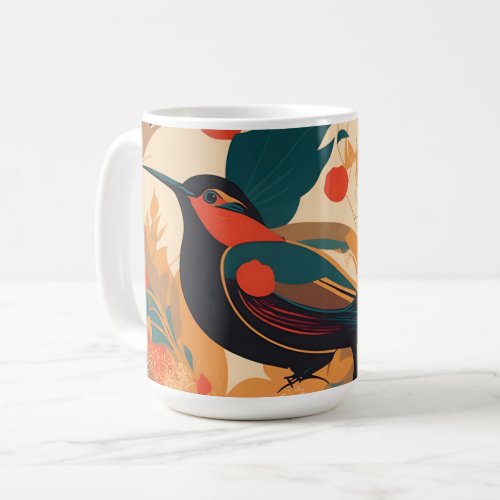 Vintage bird floral leaves 2 coffee mug
