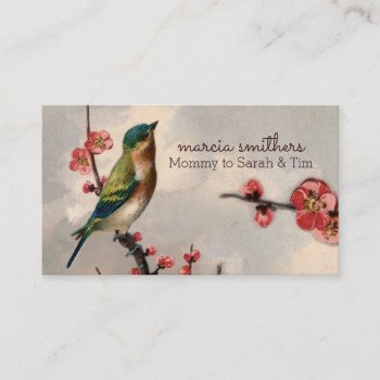 Vintage Bird Floral Mommy Calling Card Info by hellohappy at Zazzle