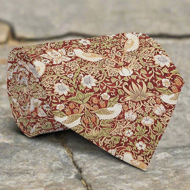 Vintage Bird Flower Strawberry Christmas Pattern Neck Tie (Creator Uploaded)