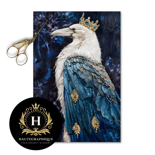 Vintage Bird Gothic Raven King Crown Decoupage  Tissue Paper