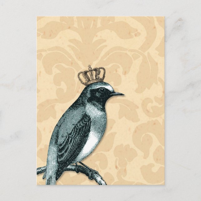 Vintage Bird in Crown Postcard (Front)