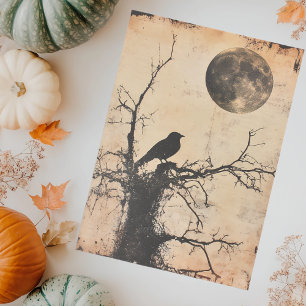 Vintage Bird in Tree & Moon Decoupage Tissue Paper