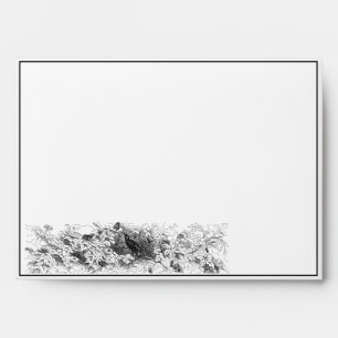 Vintage Bird in vine black and white Envelope