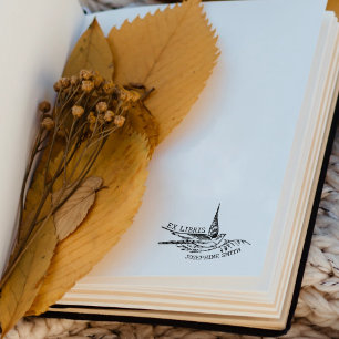 Vintage Bird, Library Ex Libris Book Rubber Stamp