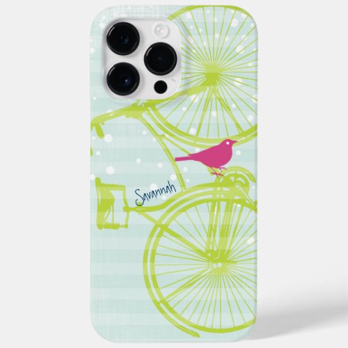 Vintage Bird Lime Green Bike Pattern Iphone 5 Case_Mate iPhone 14 Pro Max Case