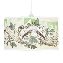 Vintage Bird linen Shade Ceiling Lamp