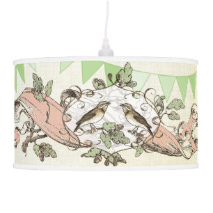 Vintage Bird linen Shade Ceiling Lamp