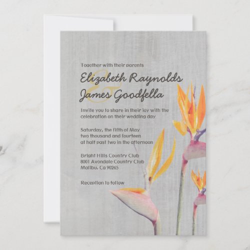 Vintage Bird of Paradise Wedding Invitations