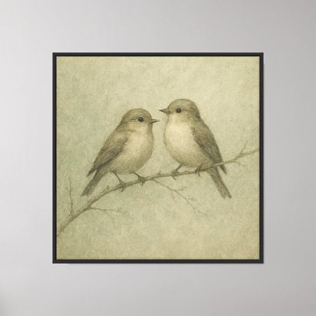 Vintage Bird on Branch Canvas Print (Front)