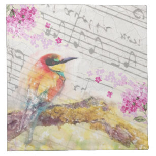 Red headed bird and roses decoupage paper napkins – Decoupage Paper Online  Shop
