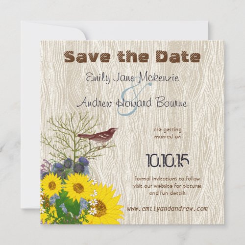 Vintage Bird on WoodGrain Wedding Save the Date