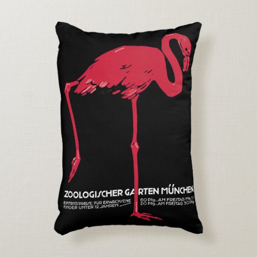 Vintage Bird Pink Flamingo at Germany Munich Zoo Accent Pillow